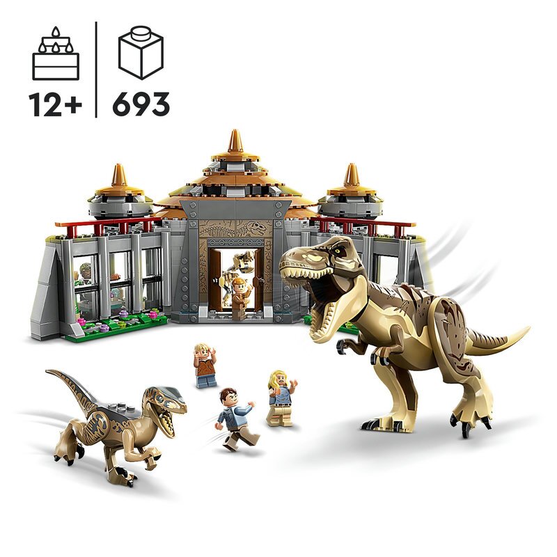 LEGO Jurassic World Angriff des T. rex und des Raptors aufs Besucherzentrum