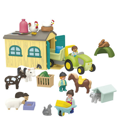 Playmobil Junior Bauernhof-Abenteuer mit Traktor, Anhänger und tierischen Freunden