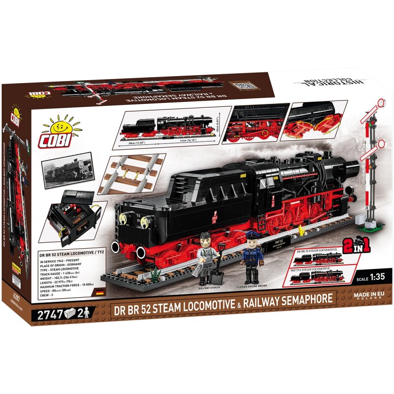 COBI Historical Collection DR BR 52 Steam Locomotive & Railway Semaphore