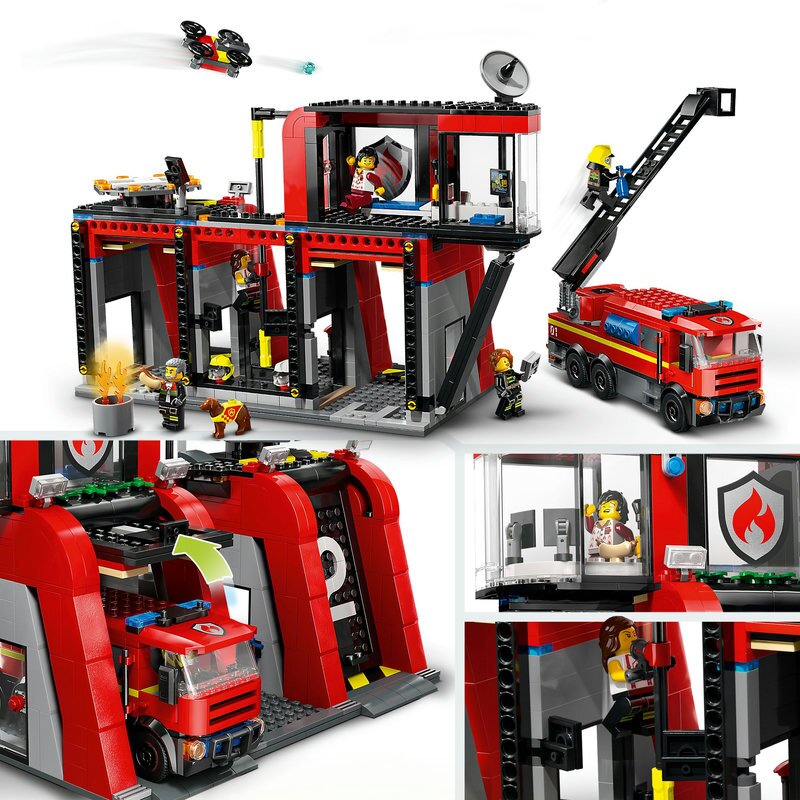 LEGO City Feuerwehrstation mit Drehleiterfahrzeug