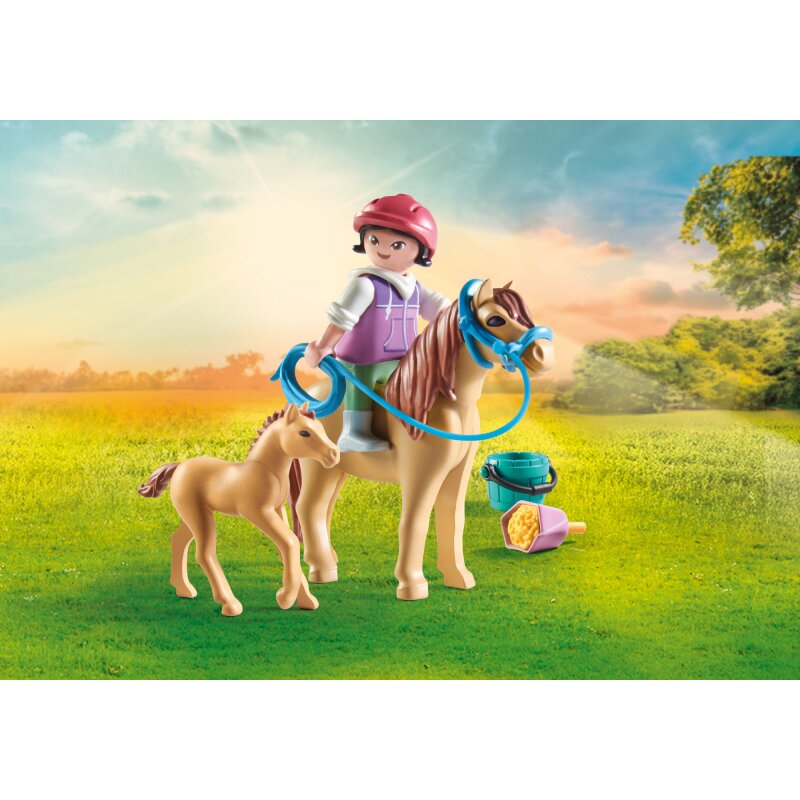 Playmobil Figuren Kind mit Pony und Fohlen