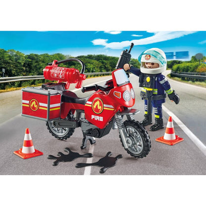 Playmobil Action Heroes Feuerwehrmotorrad am Unfallort