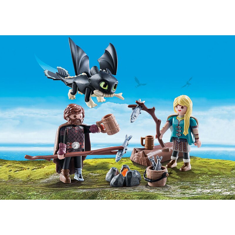 Playmobil Dragons Hicks und Astrid mit Babydrachen