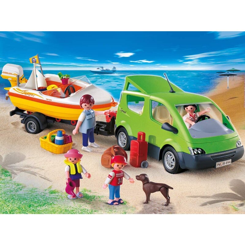 Playmobil Family& Fun Family van mit Bootsanhänger