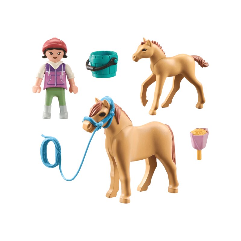 Playmobil Figuren Kind mit Pony und Fohlen