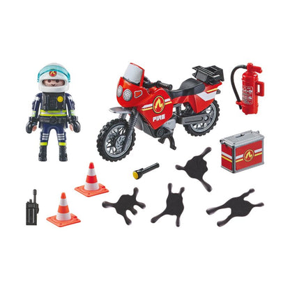 Playmobil Action Heroes Feuerwehrmotorrad am Unfallort