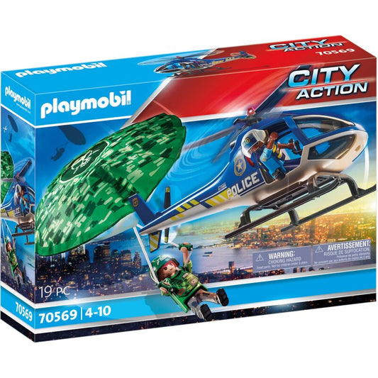 Playmobil City Action Polizei-Hubschrauber: Fallschirm Verfolgung