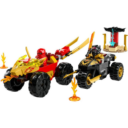 LEGO Ninjago Verfolgungsjagd mit Kais Flitzer und Ras Motorrad