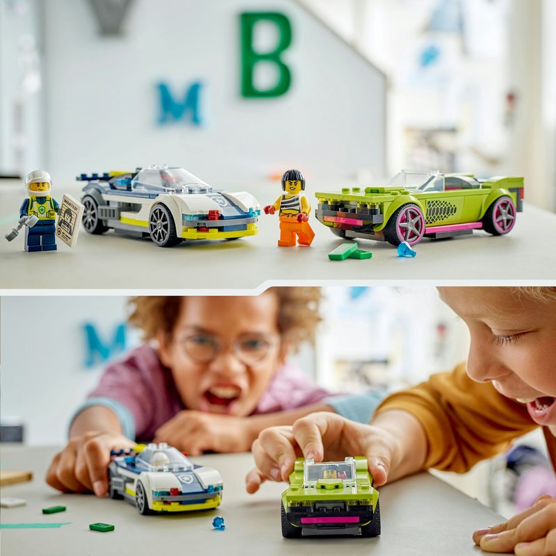 LEGO City Verfolgungsjagd mit Polizeiauto und Muscle Car